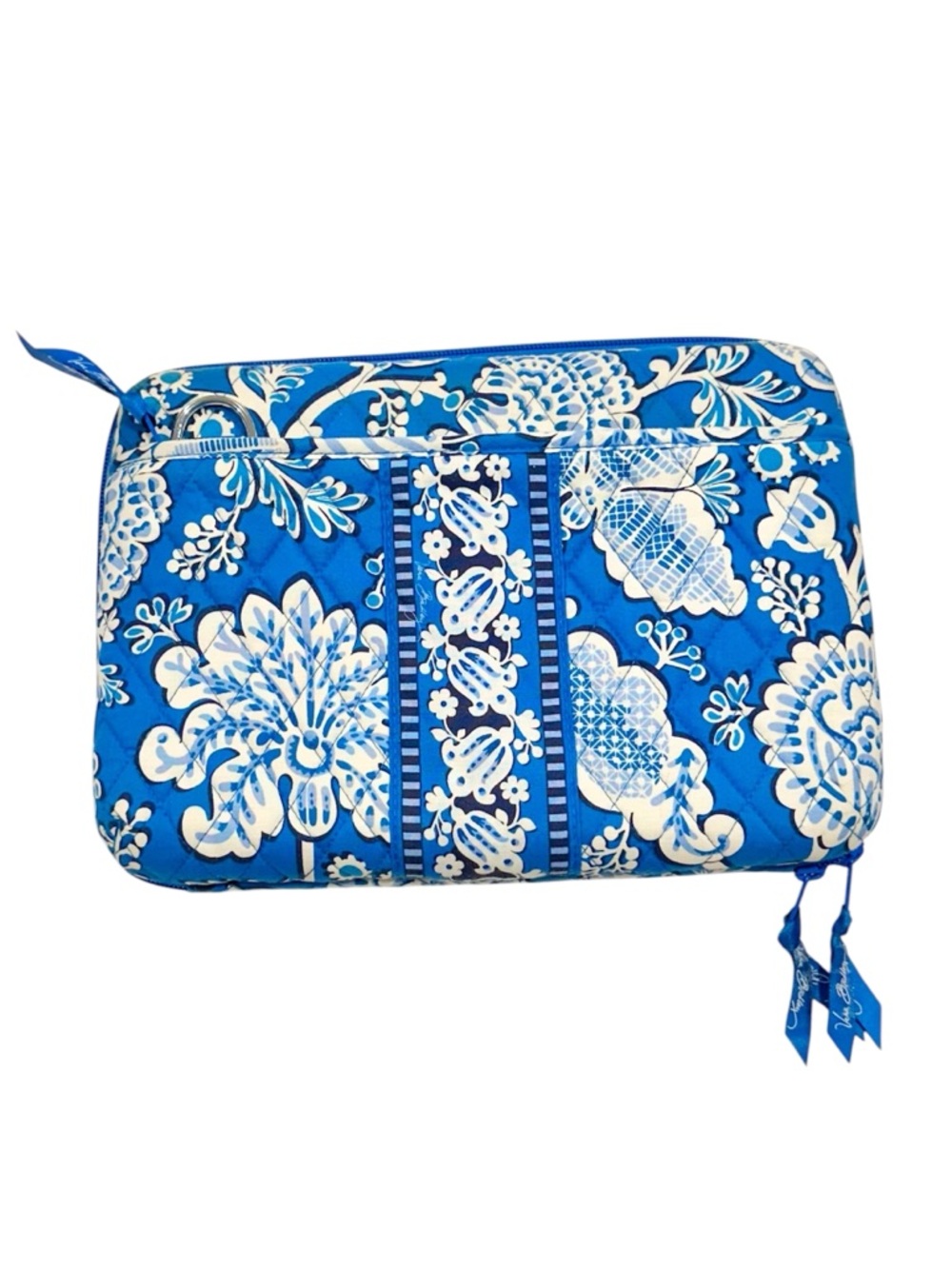 Vera Bradley Blue and White Quilted Hard Shell Padded Floral Laptop Case